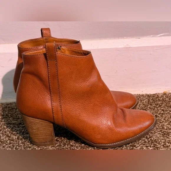 Madewell Billie Boots genuine leather stacked heel coffee Size 6.5 - Picture 1 of 11